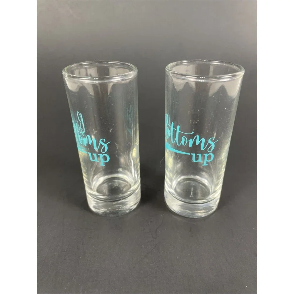 Bottoms Up Tall 2 oz Shot Glasses Set of 2